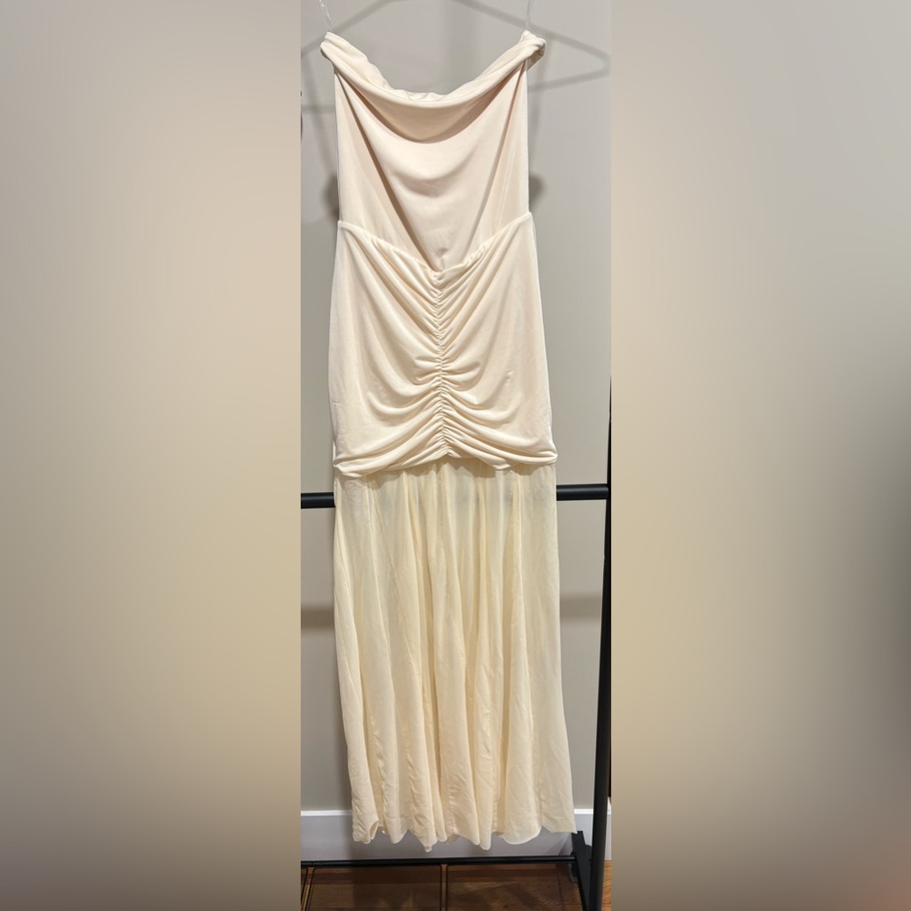 Meshki Slinky And Mesh Maxi Dress - Ivory - Picture 2 of 5